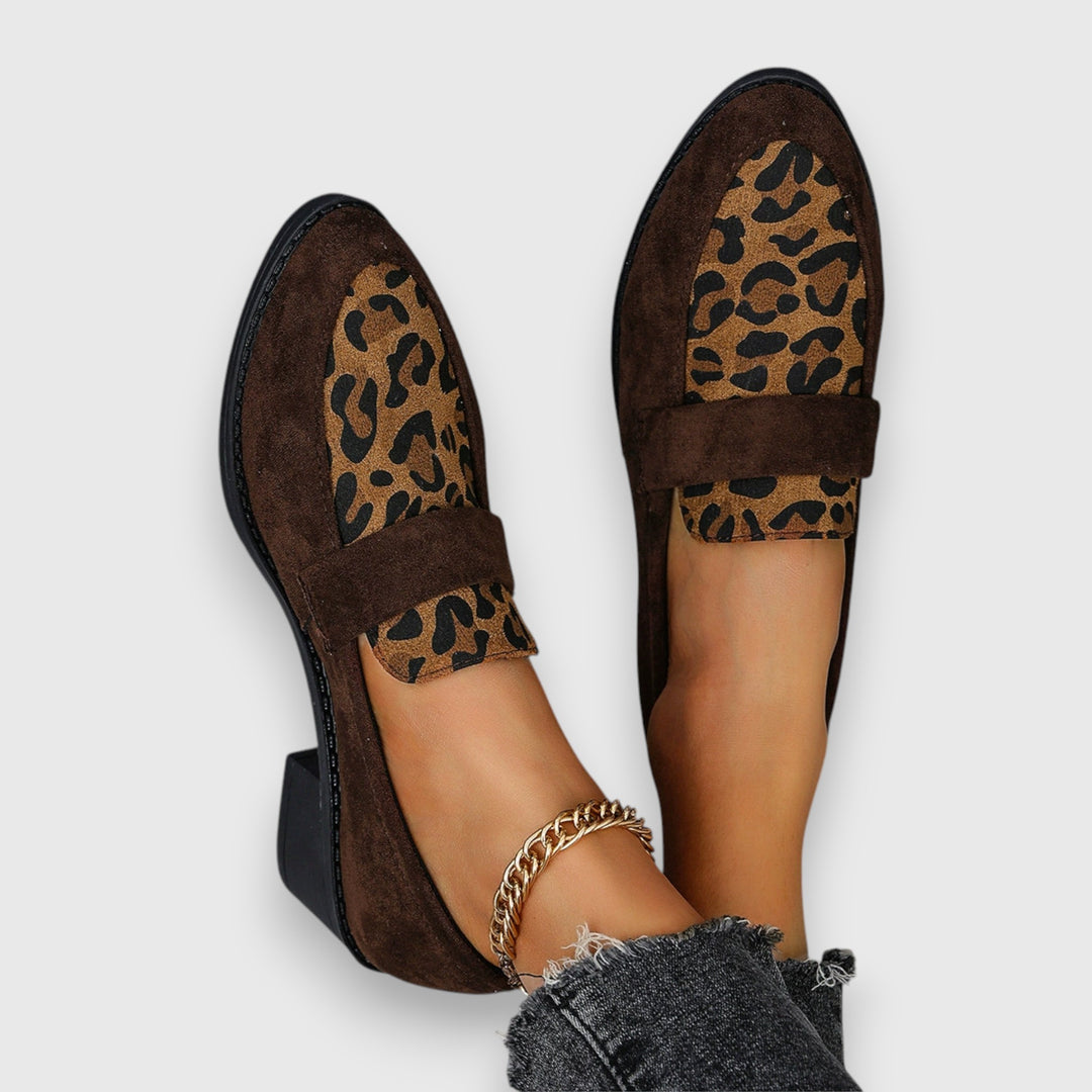 Lucyna | Loafer Shoes Leopard Print Block Heel