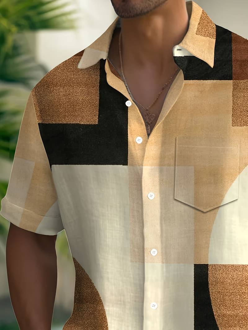 Boucher | Geometric Print Button Shirt