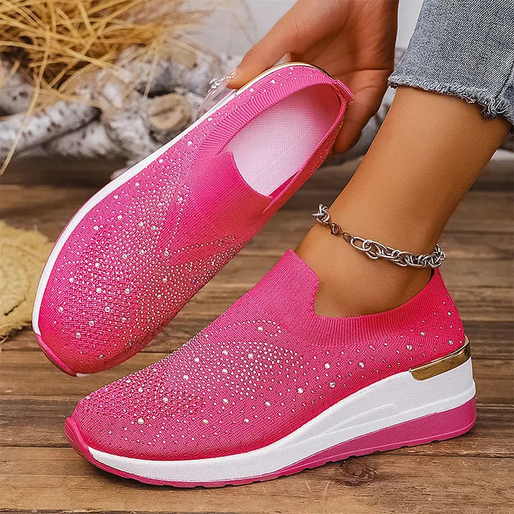 Josia | Slip On Rhinestone Platform Sneakers