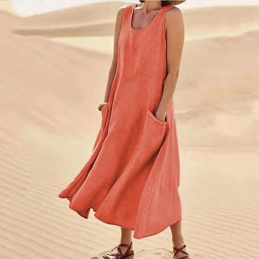 Zoha | Sleeveless Pocket Maxi Swing Dress