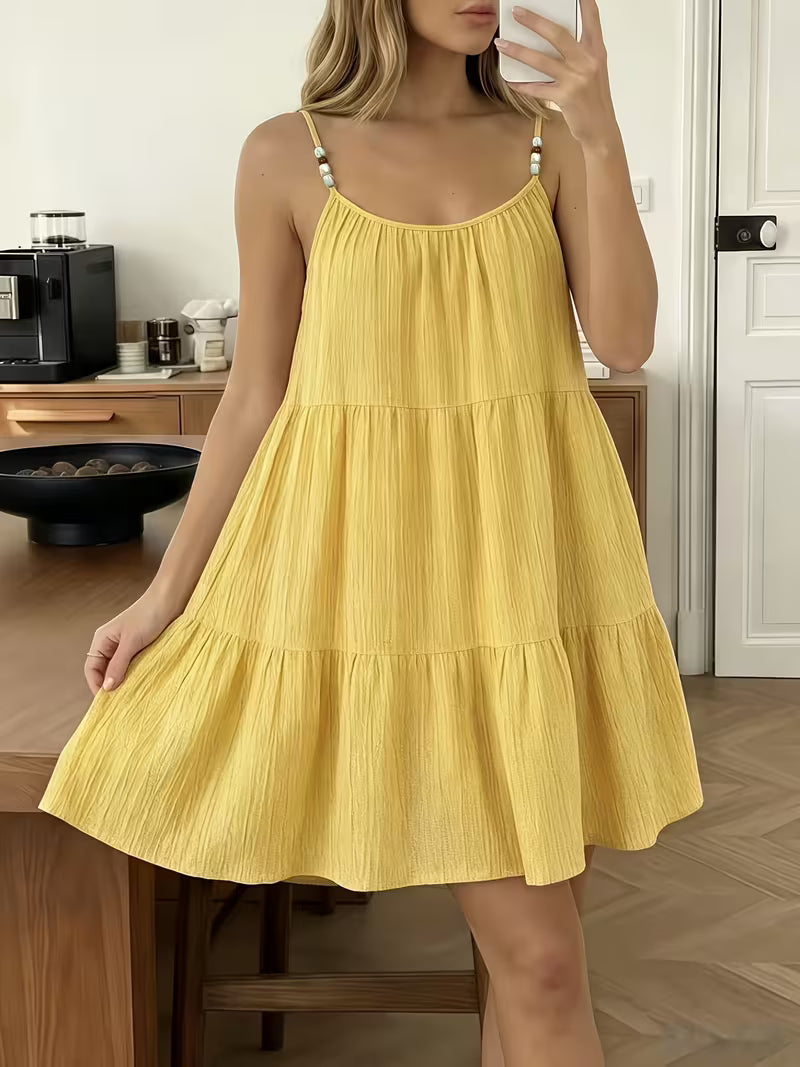 Masley | Mini Dress with Beaded Spaghetti Straps