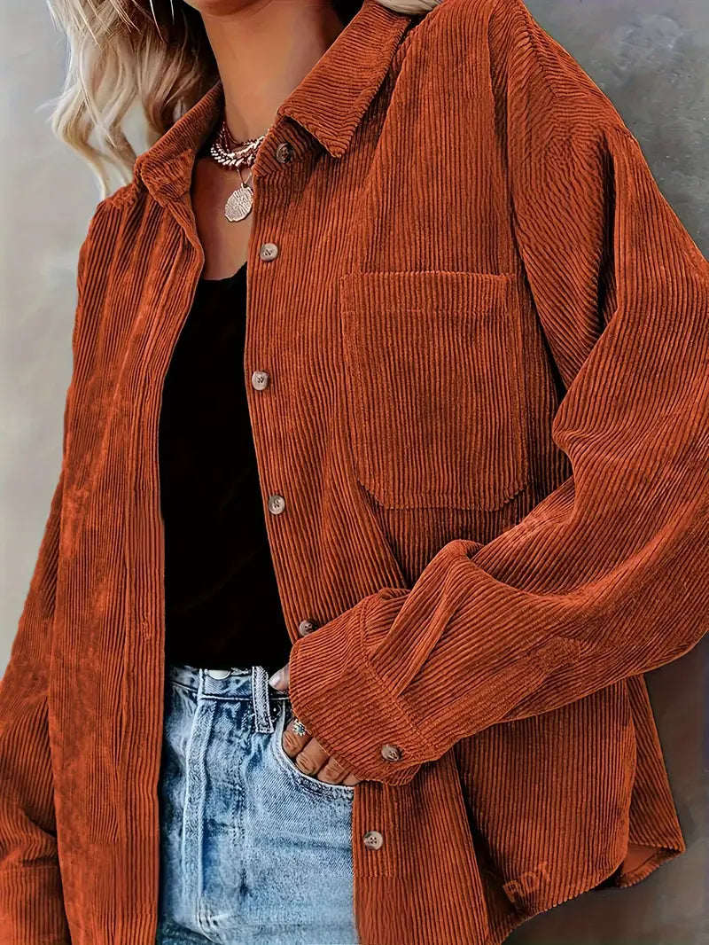 Irmela | Long Sleeve Corduroy Button Shirt