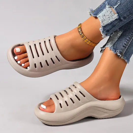 Aizada | Open Toe Platform Slide Sandals