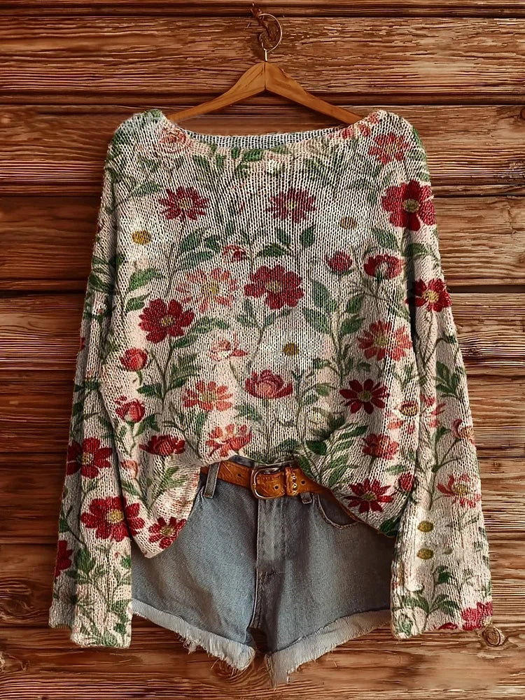 Audrina | Cozy Floral Knit Sweater for Everyday Wear
