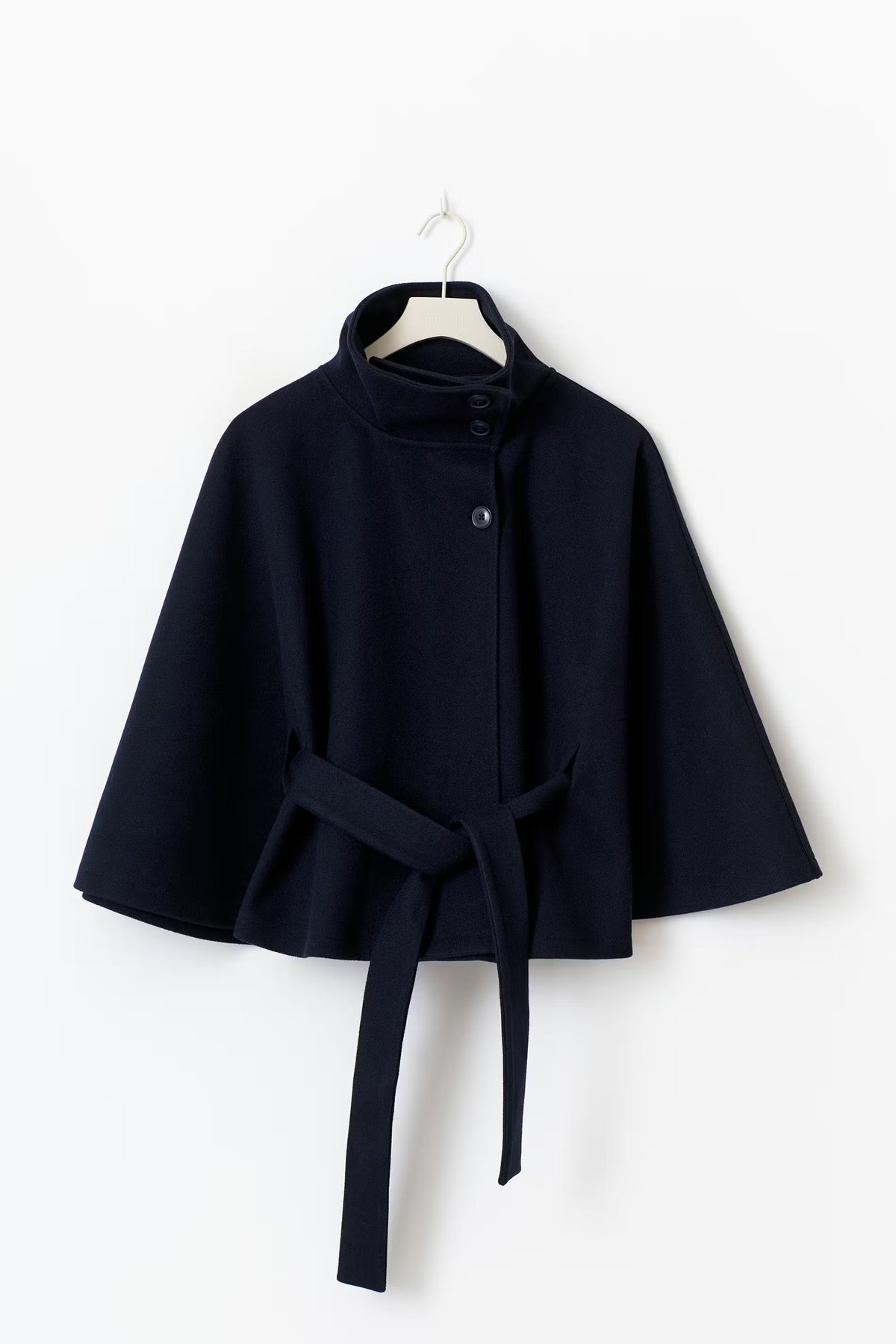 Carole | Cape Stand Collar Belted Button Front