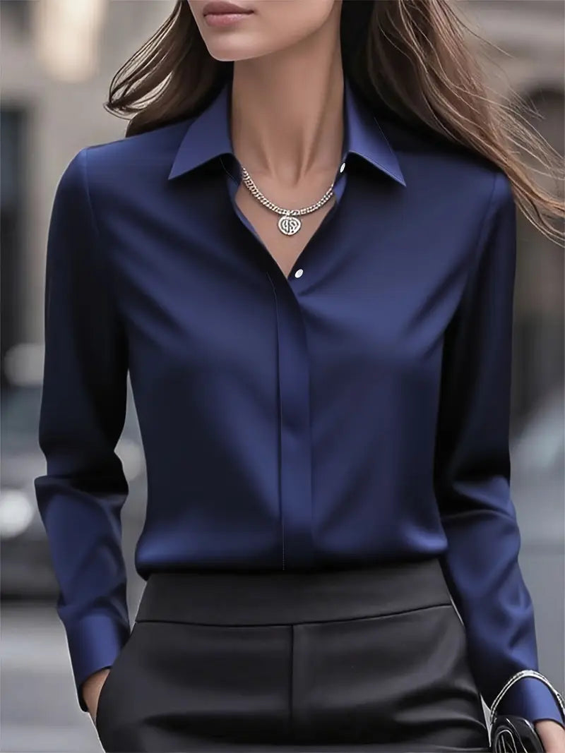Amiliana - Long Sleeve Collared Button Shirt