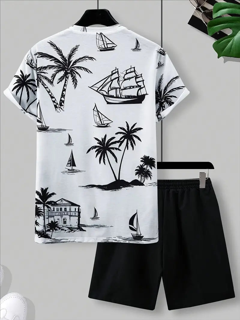 Barea | Tropical Print T Shirt Shorts Set