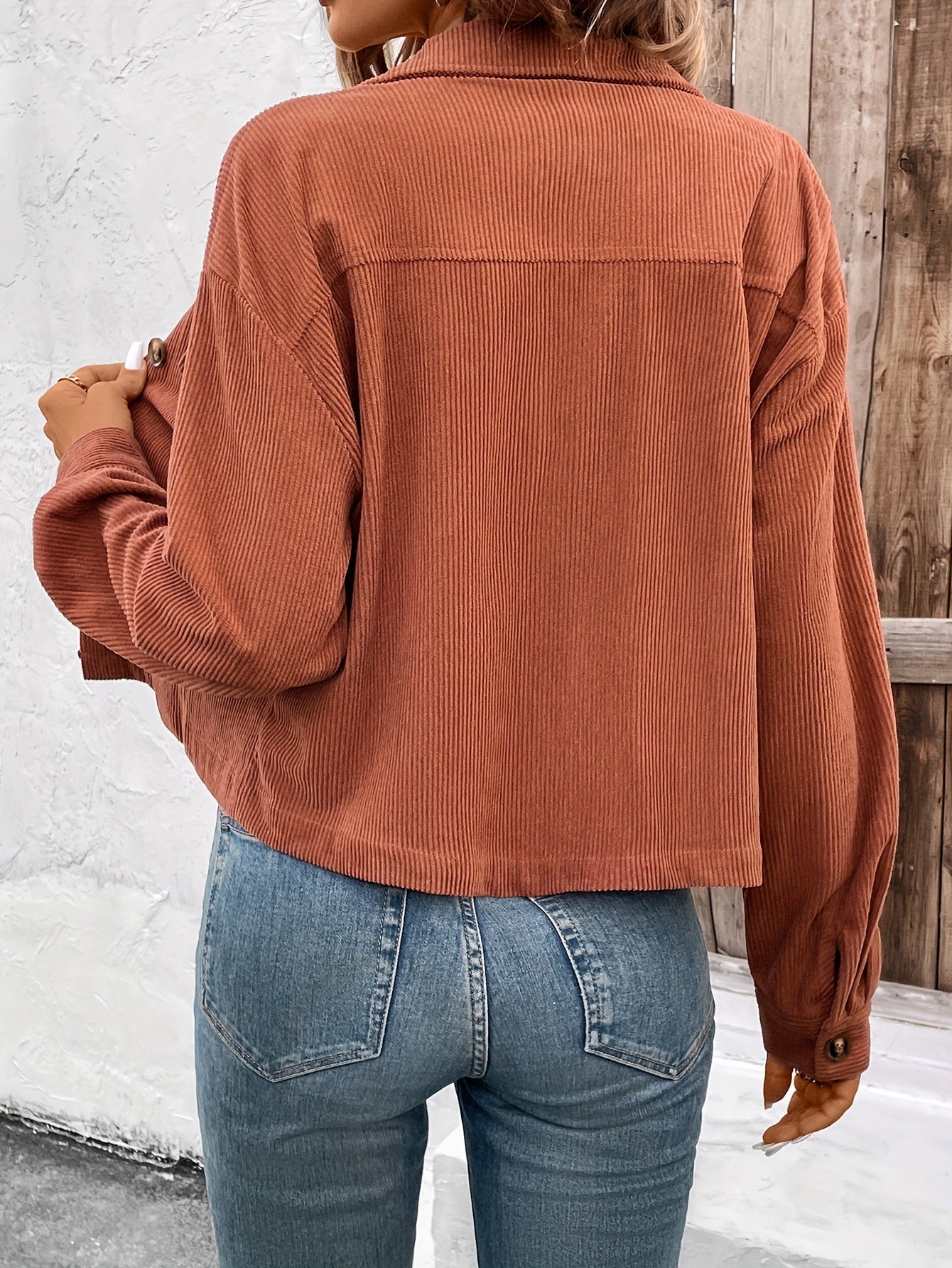 Nichola | Corduroy Button Front Utility Jacket
