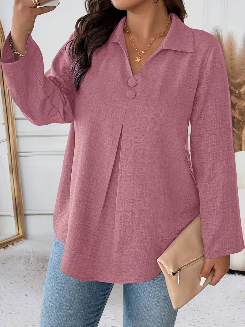Noyelle | Long Sleeve V-Neck Button Blouse