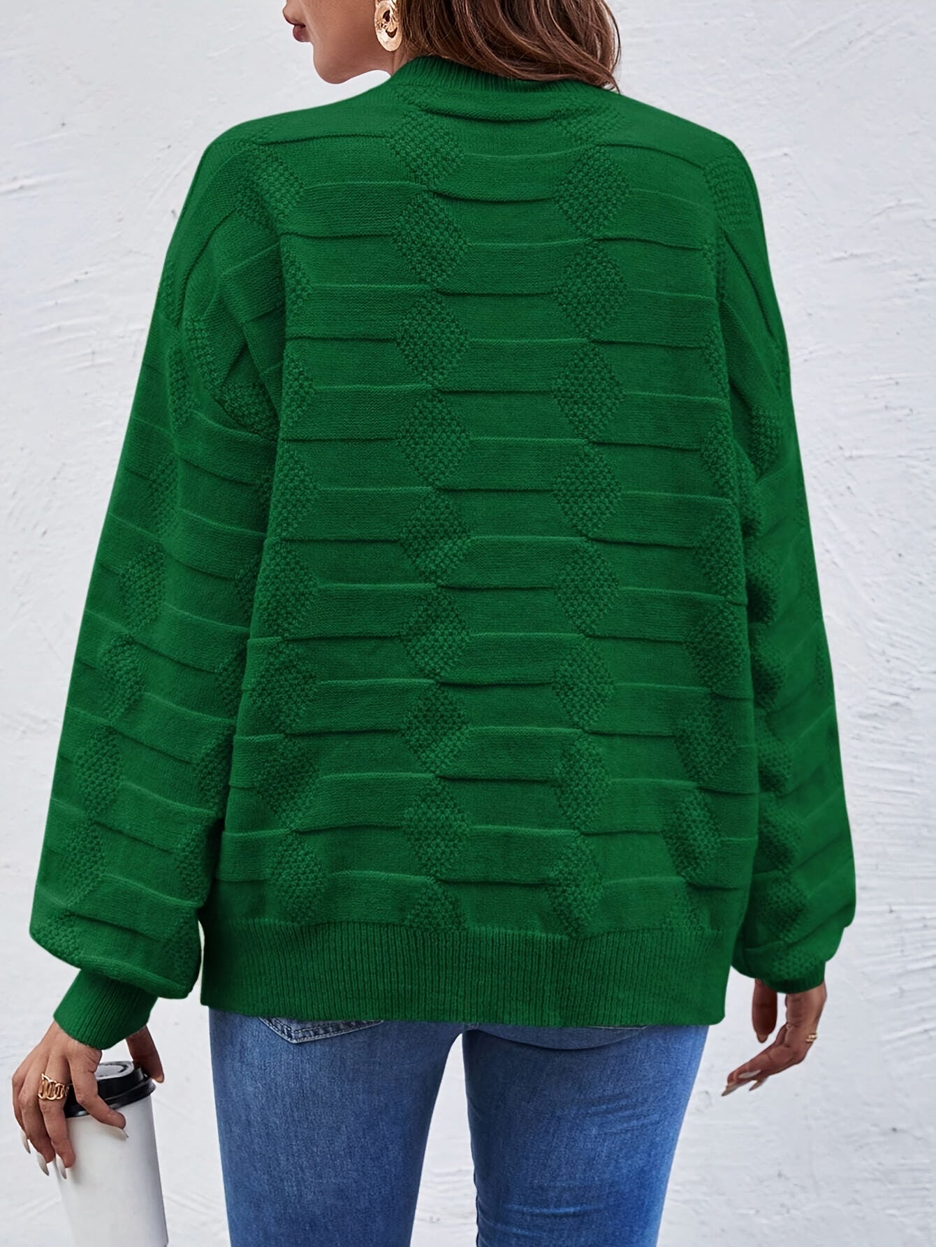 Annastina | Sweater with Long Sleeves Textured Round Neck