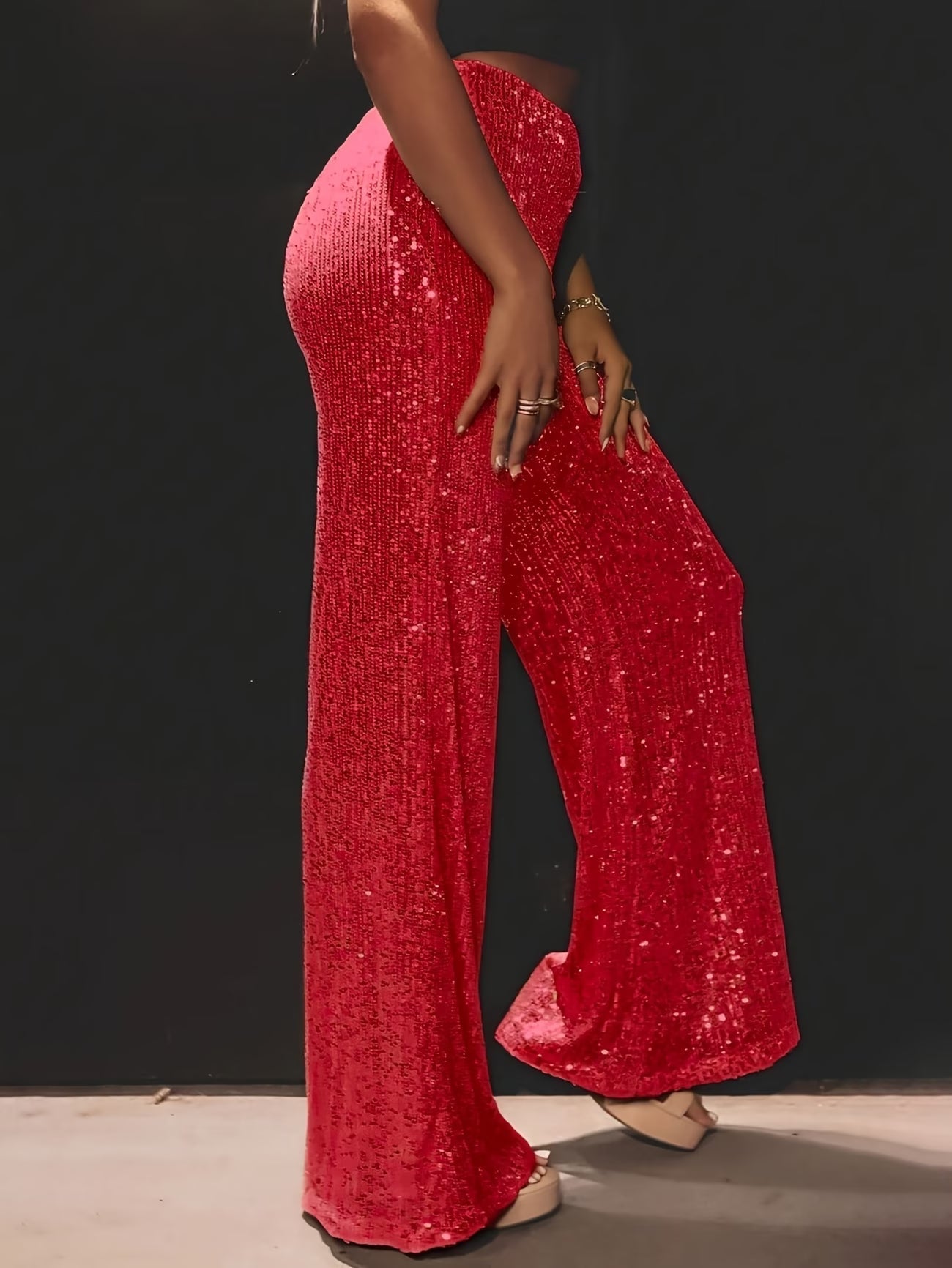 Tnora | Pants with Sequin Finish Wide Leg