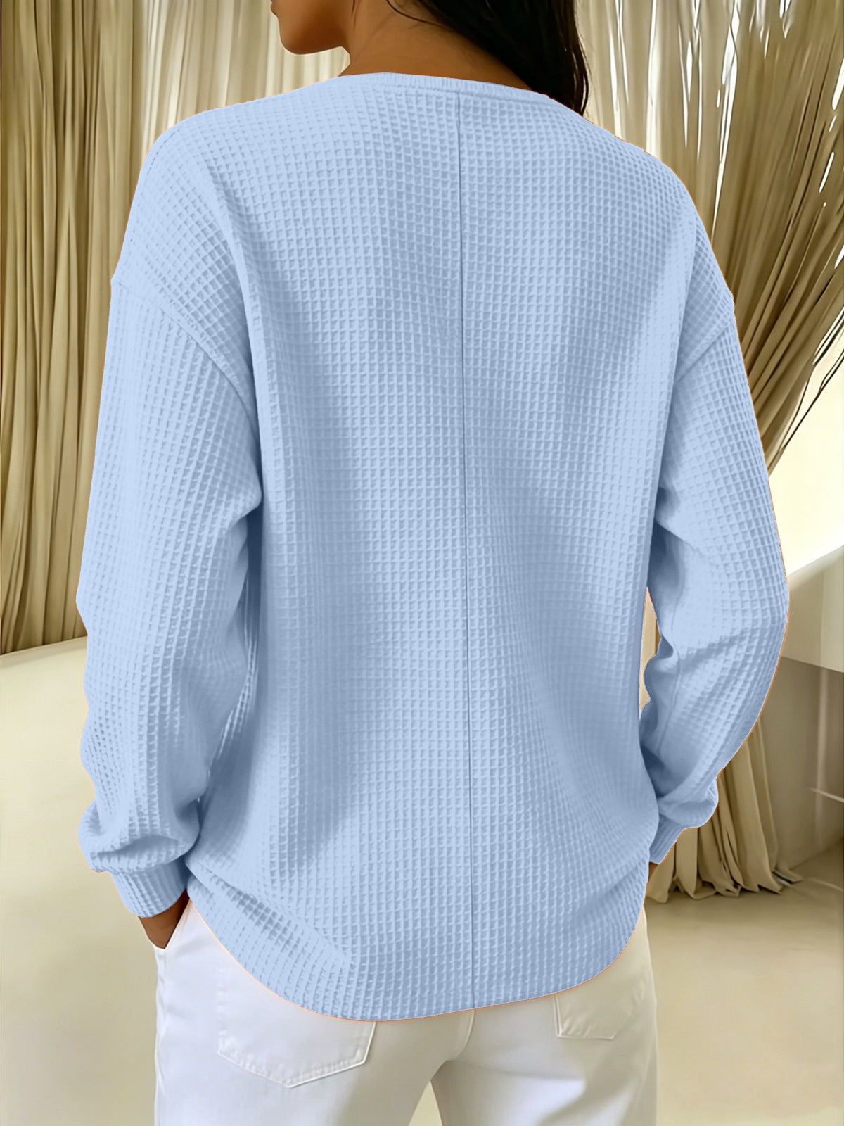 Brigeaia | Long Sleeve Lace Top with Button Front