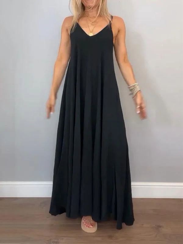 Jolanta | Sleeveless V-Neck Flowy Maxi Dress