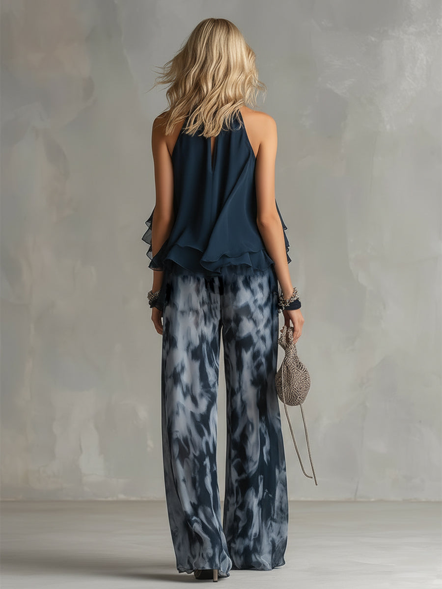 Shylla | Halter Ruffle Wide Leg Jumpsuit