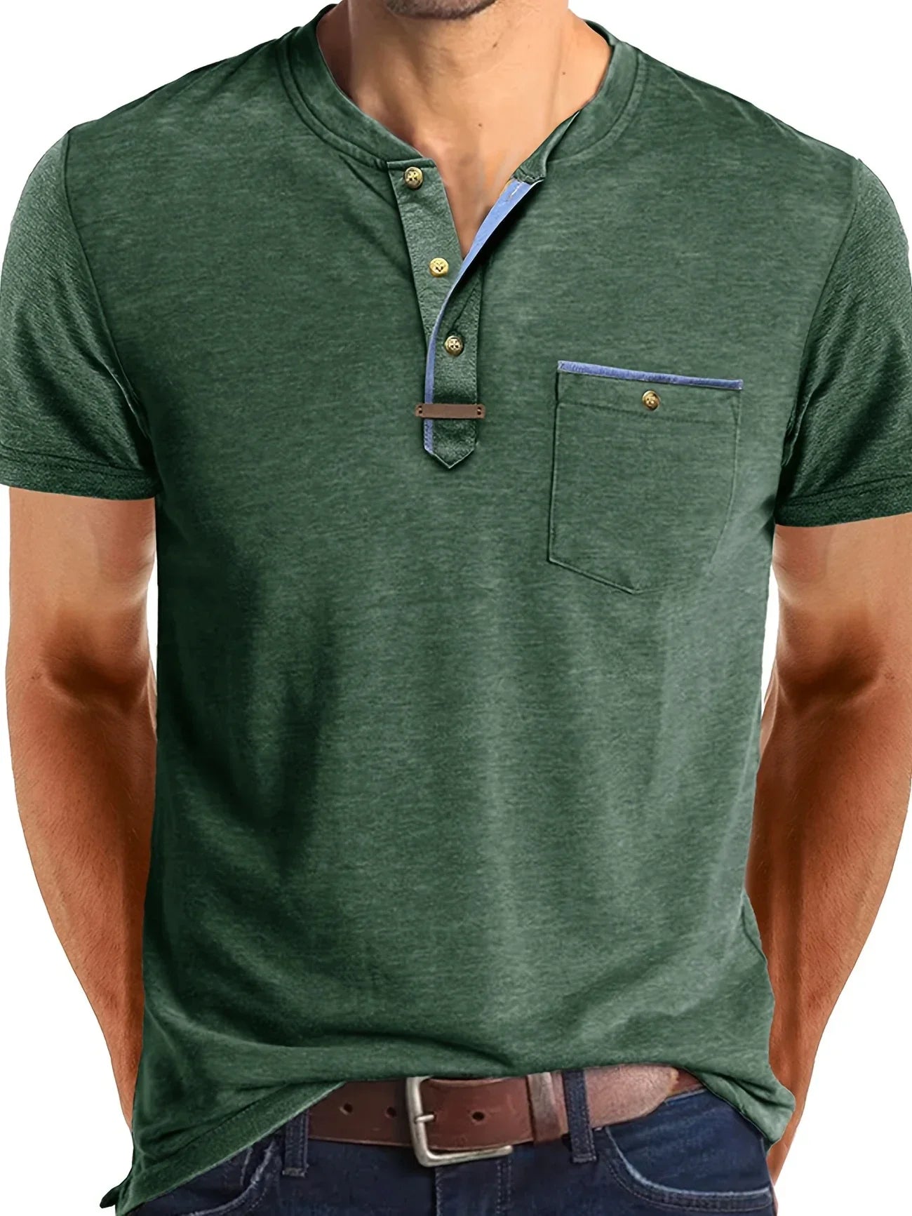 Saxon | Short Sleeve Pocket Henley T Shirt