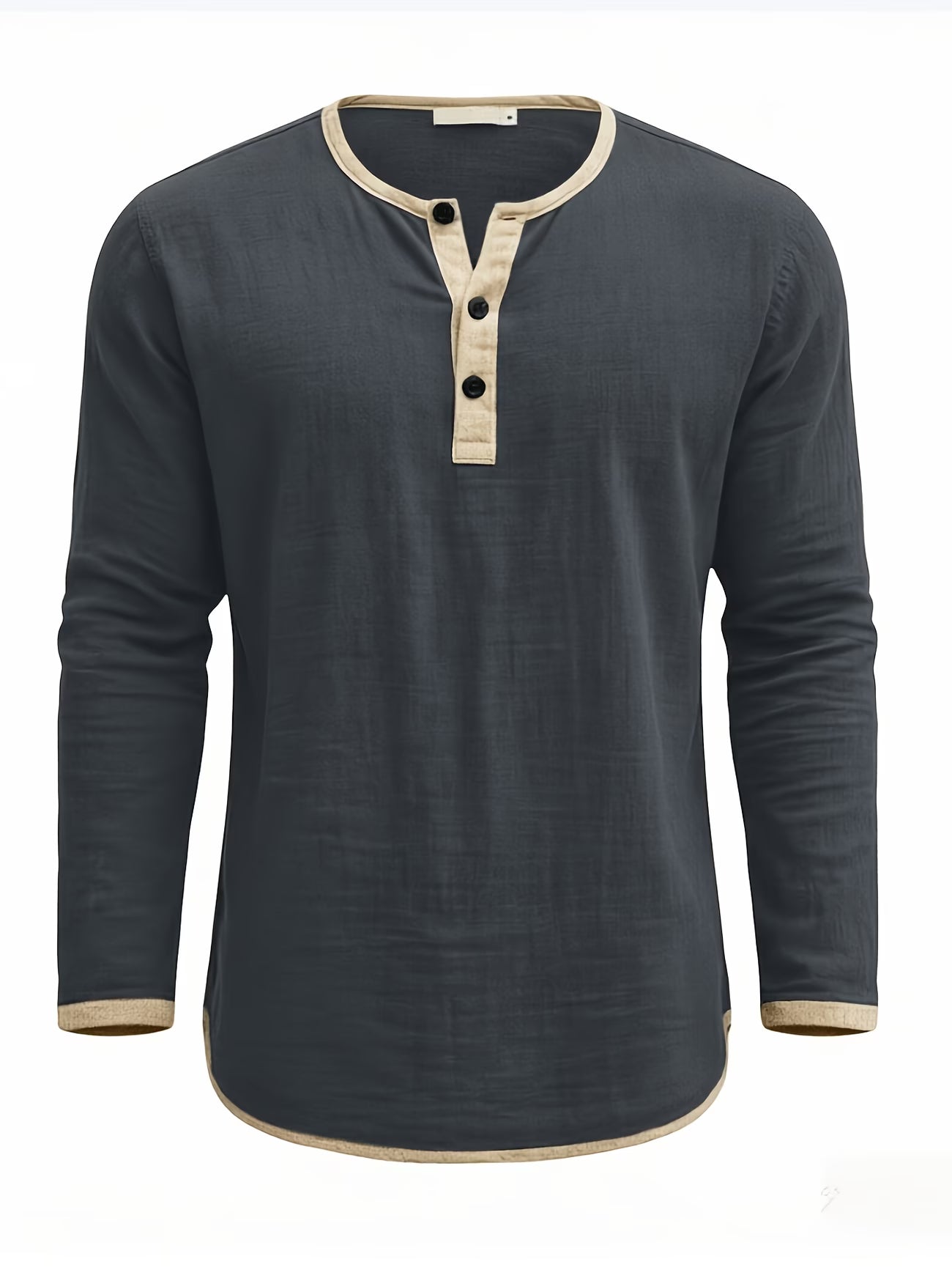 Lorcen | Long Sleeve Henley Shirt with Button Placket