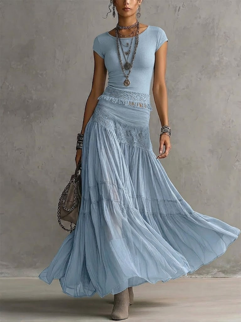 Kylisa | Maxi Dress Light Blue Cap Sleeve