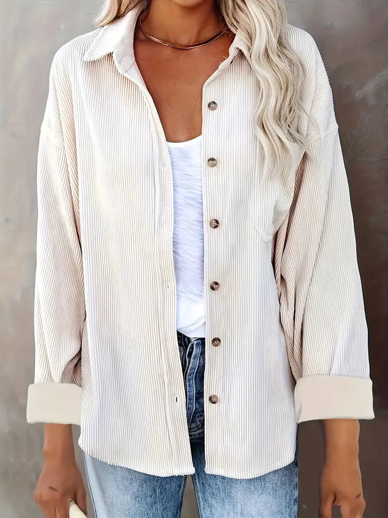Irmela | Long Sleeve Corduroy Button Shirt