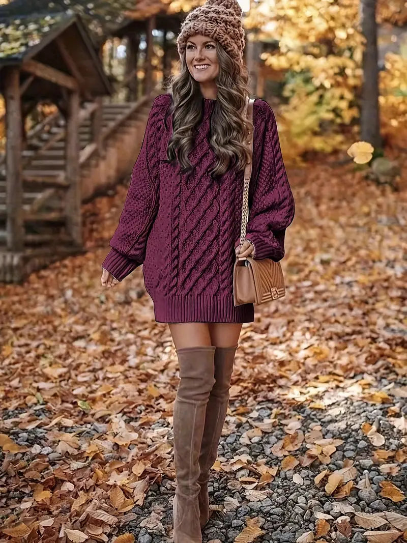 Joelle | Cable Knit Long Sleeve Sweater Dress