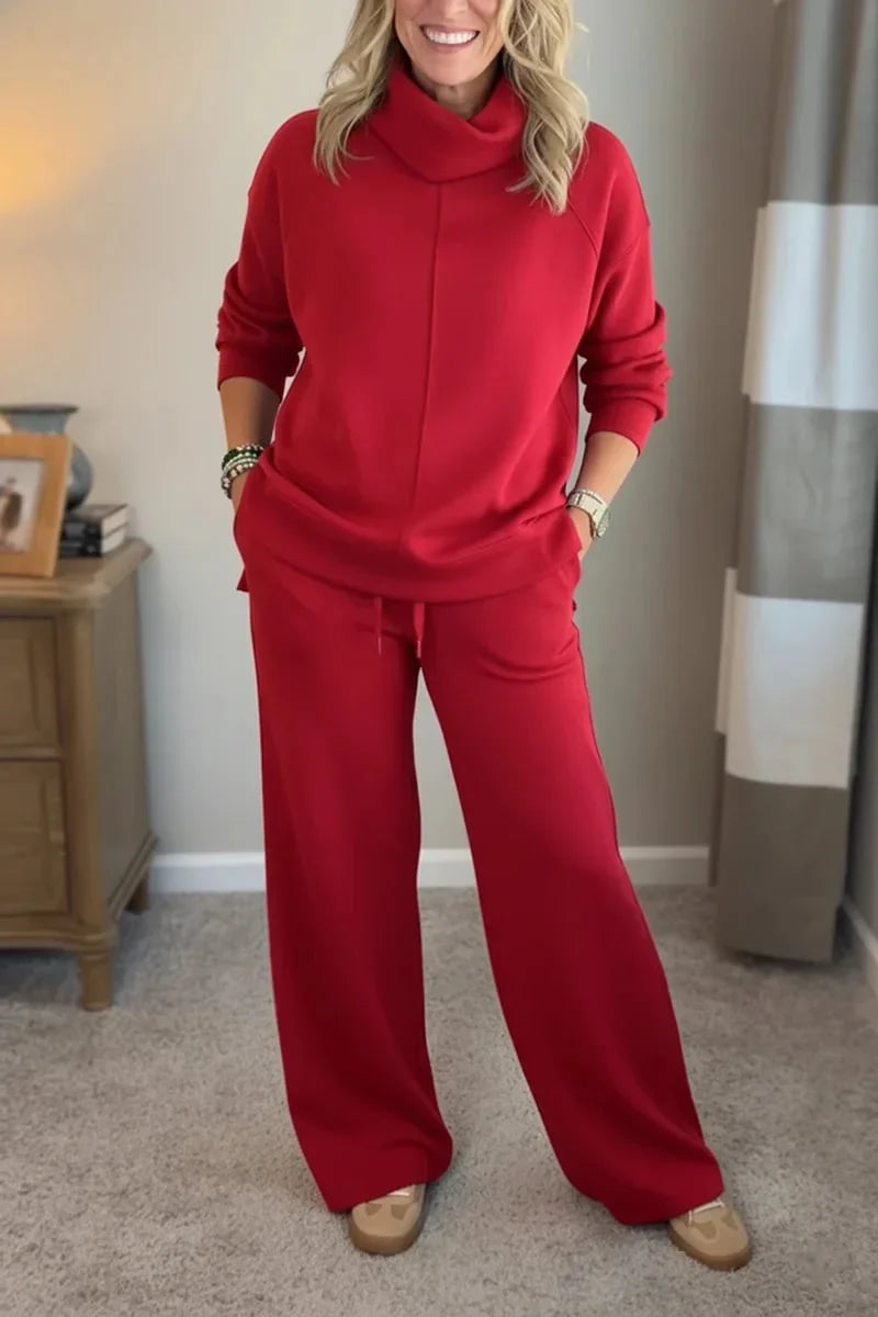 Yardenah | Two-Piece Cowl Neck Wide-Leg Set