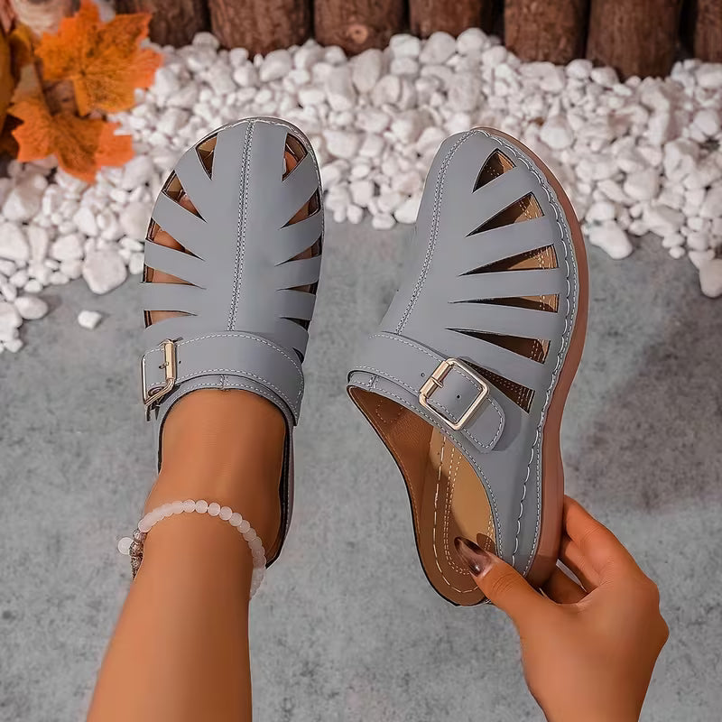 Alvena | Closed Toe Cutout Sandals with Buckle