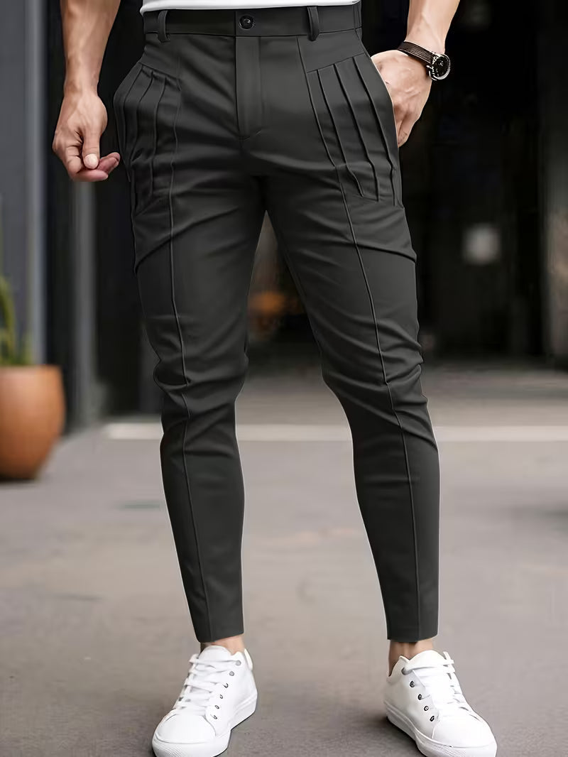 Baldon | Slim-Fit Pleated Pocket Pants in Multiple Colors