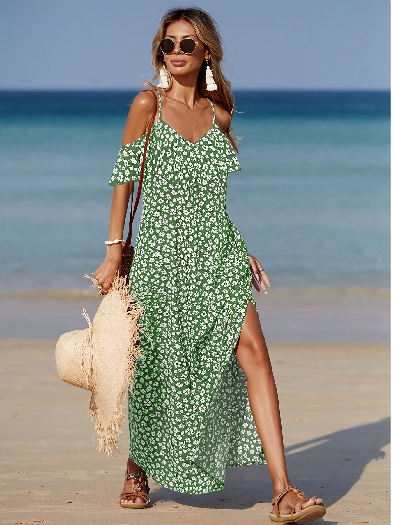 Consuelo |Off Shoulder Floral Print Maxi Dress