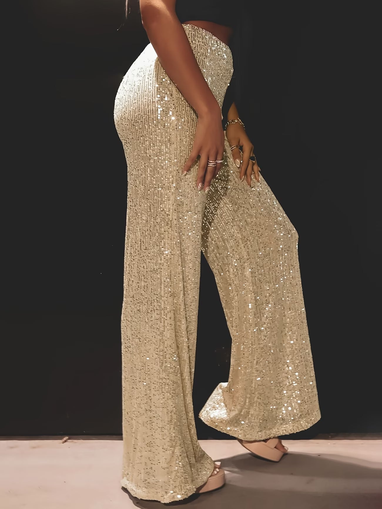 Tnora | Pants with Sequin Finish Wide Leg