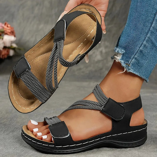 Rania - Open Toe Adjustable Strap Flat Sandals