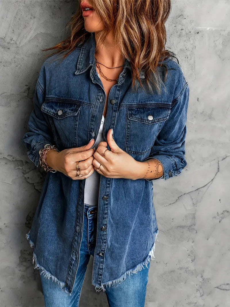 Malika | Denim Jacket with Long Sleeves and Pockets