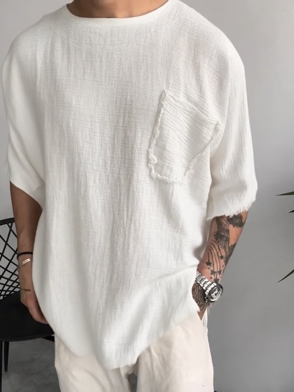 Davis - Short Sleeve Textured Pocket T Shirt