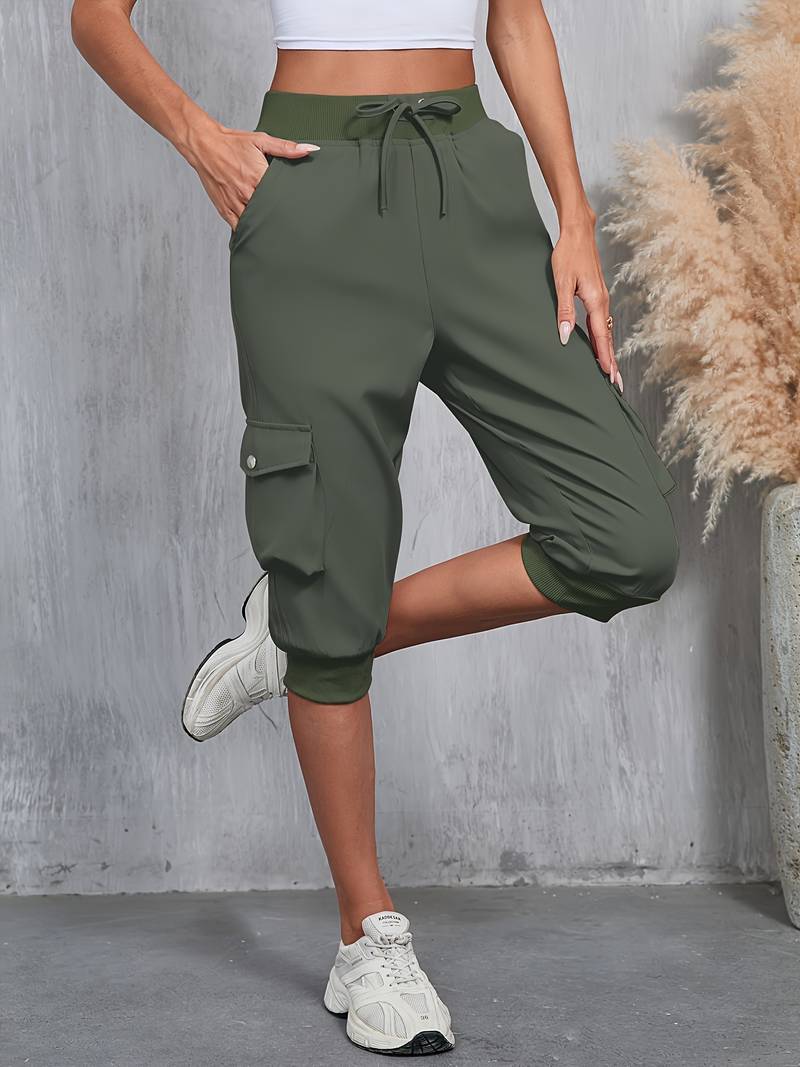 Kirabo | Cargo Capri Jogger Pants With Pockets