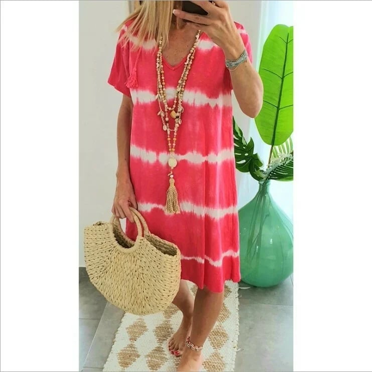 Herma | V Neck Tie Dye Loose Midi Dress