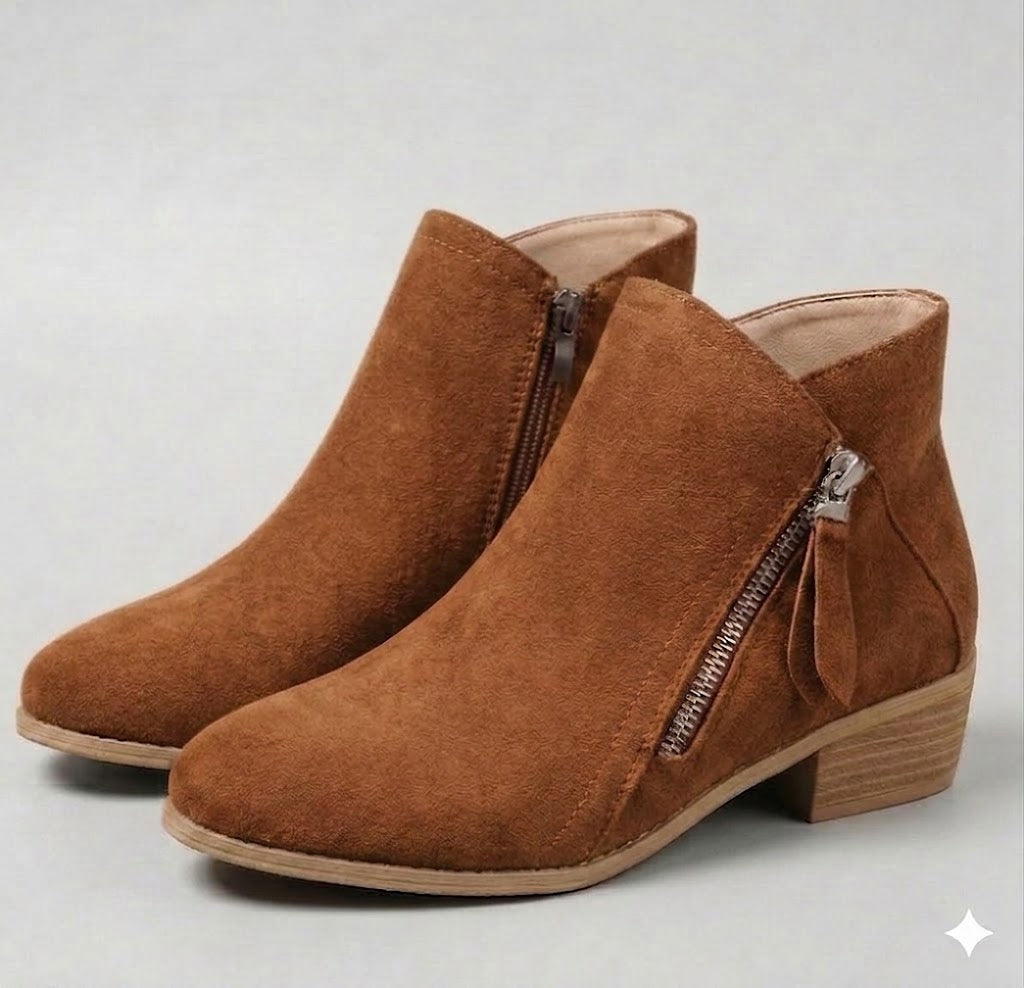 Arely | Suede Style Ankle Boots With Side Zipper