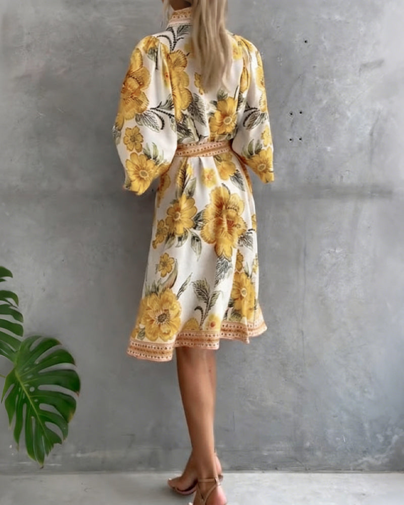Nylera | Floral Button Front Midi Shirt Dress