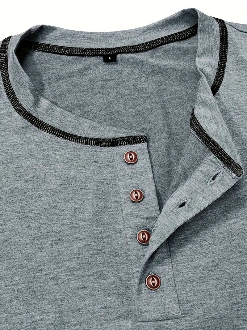 Orazio | Henley Short Sleeve Contrast Stitch Shirt