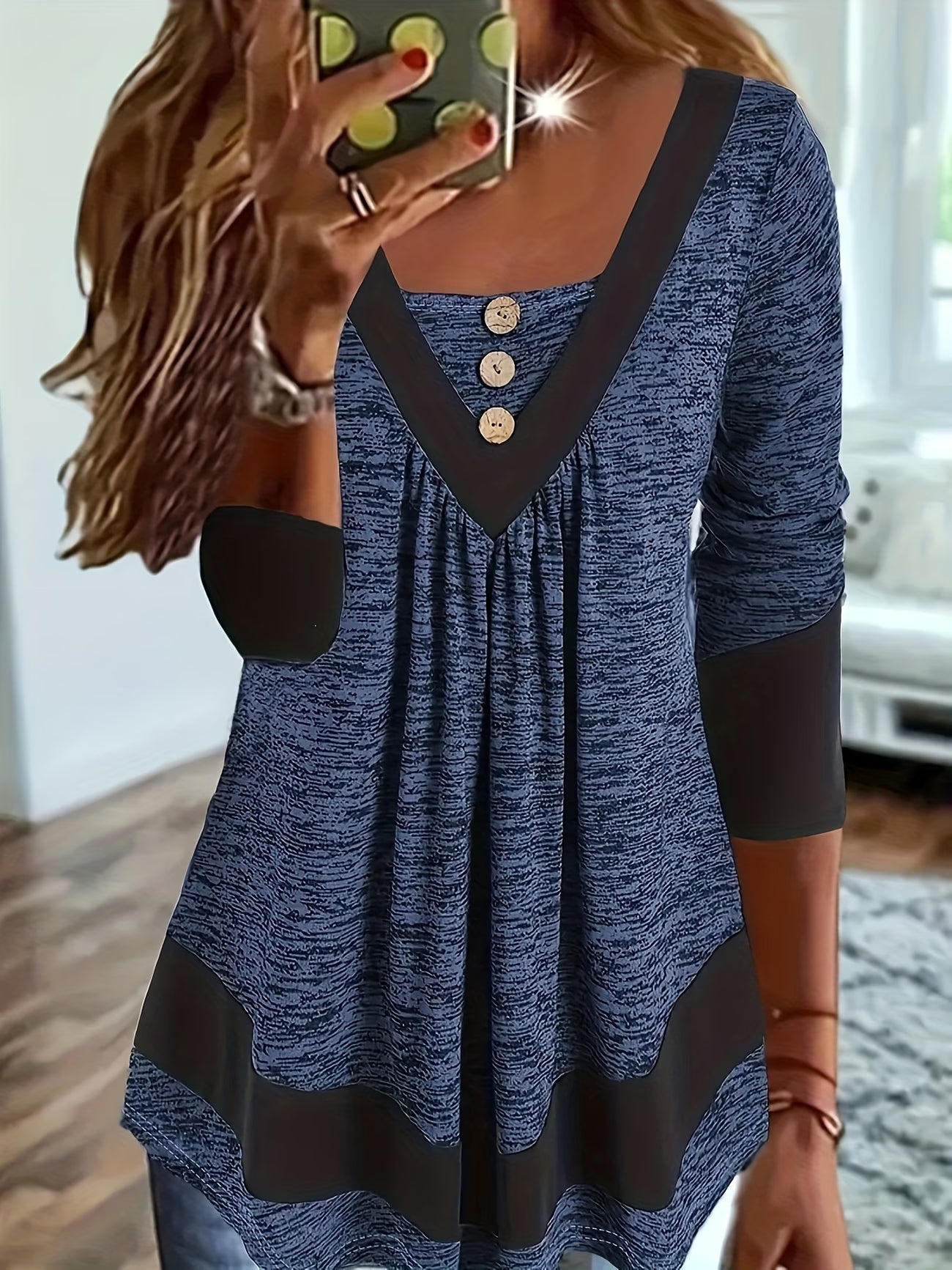 Grisel | V-Neck Three-Quarter Sleeve Tunic