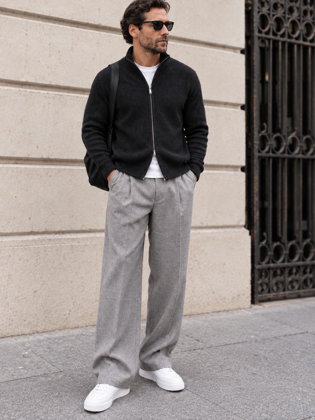 Milou | Cardigan With Ribbed Texture and Stand Collar