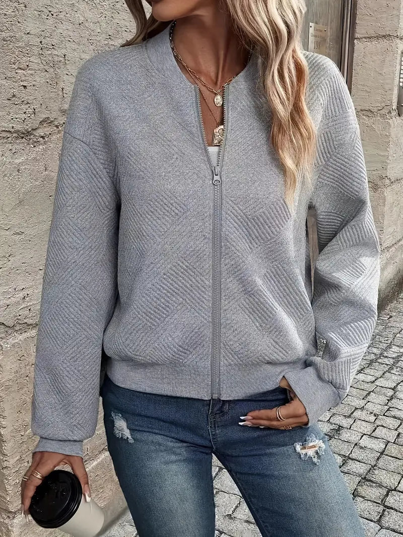 Juanita | Textured Zip-Up Long Sleeve Jacket
