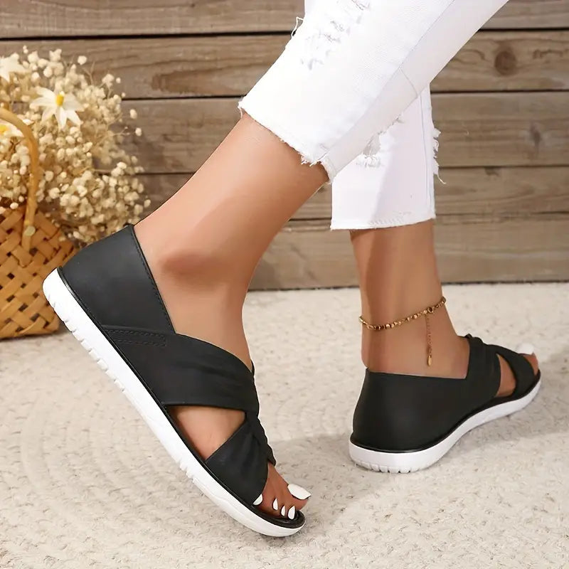 Lenja | Slide Sandals Cross Strap Open Toe