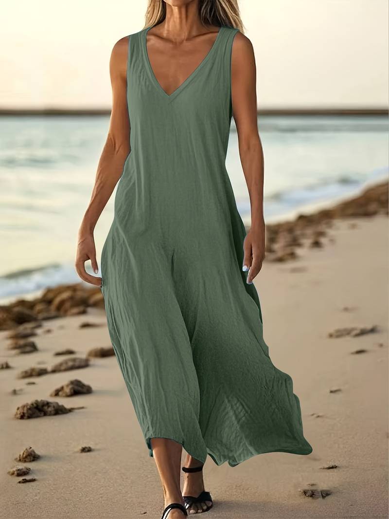 Brina | Sleeveless V-Neck Maxi Dress in Multiple Colors