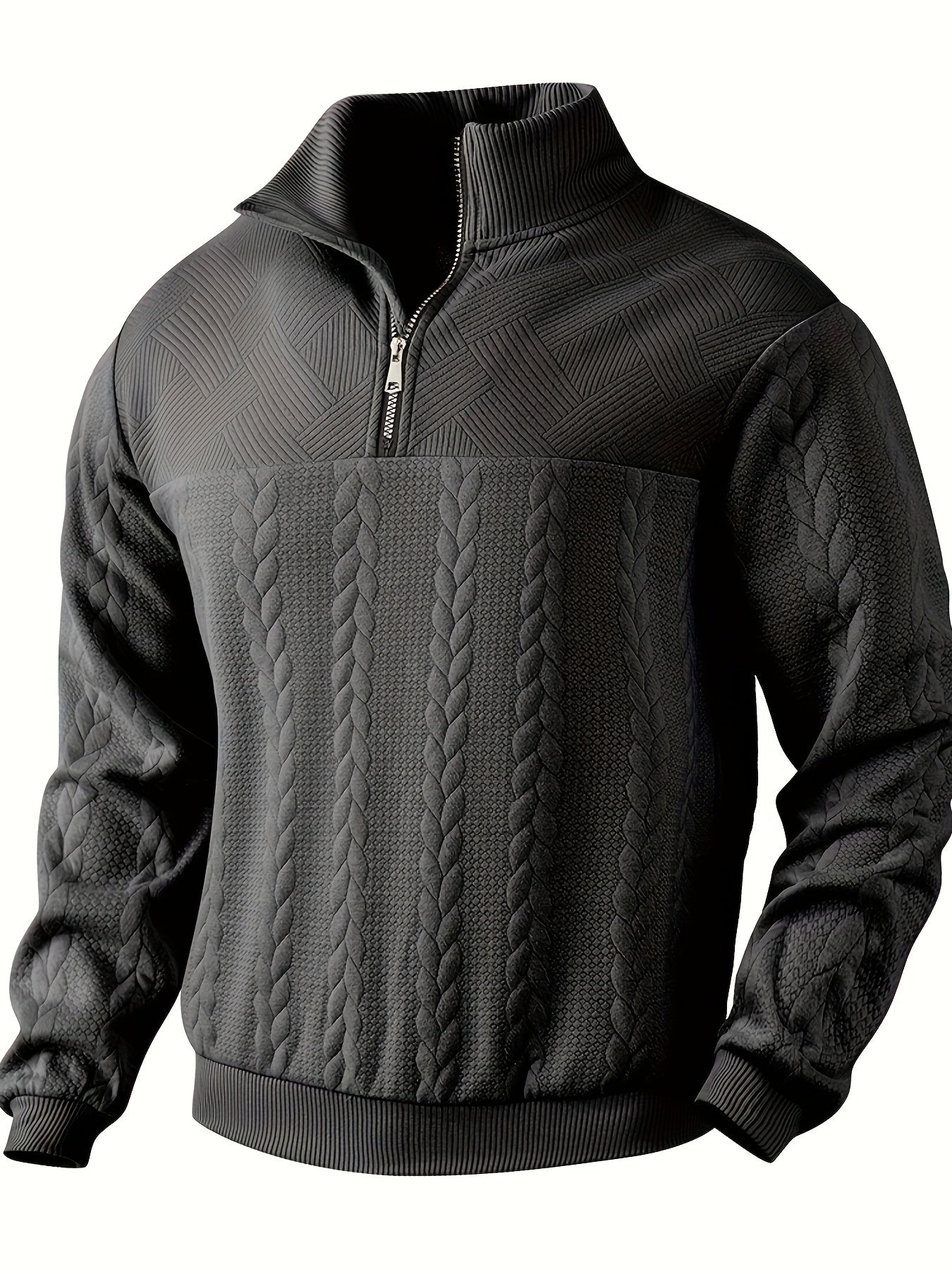 Caleb | Quarter Zip Textured Knit Sweater