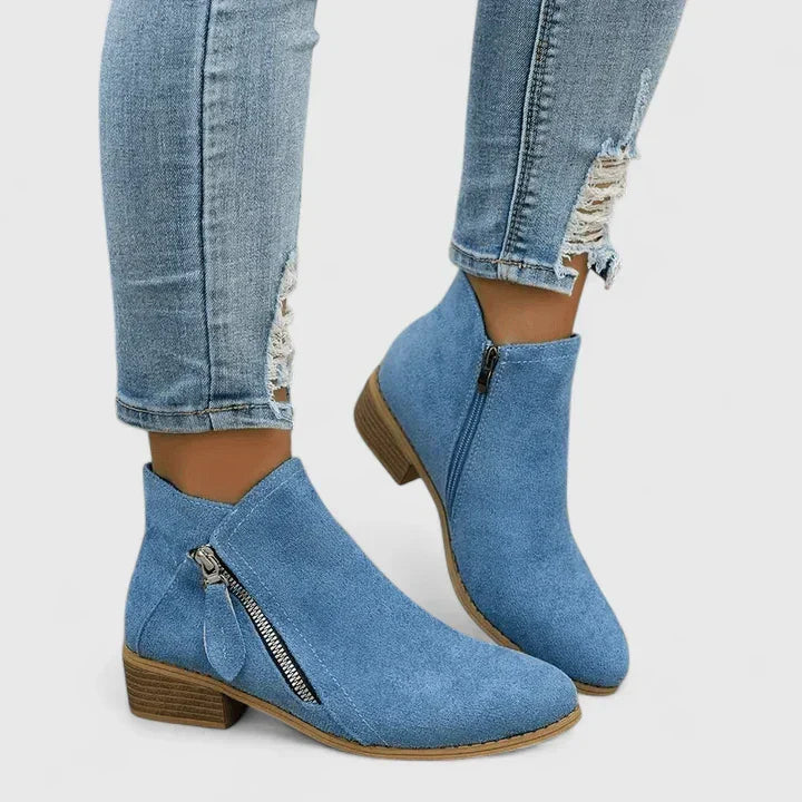 Michelle | Ankle Boots With Zippers and Block Heels