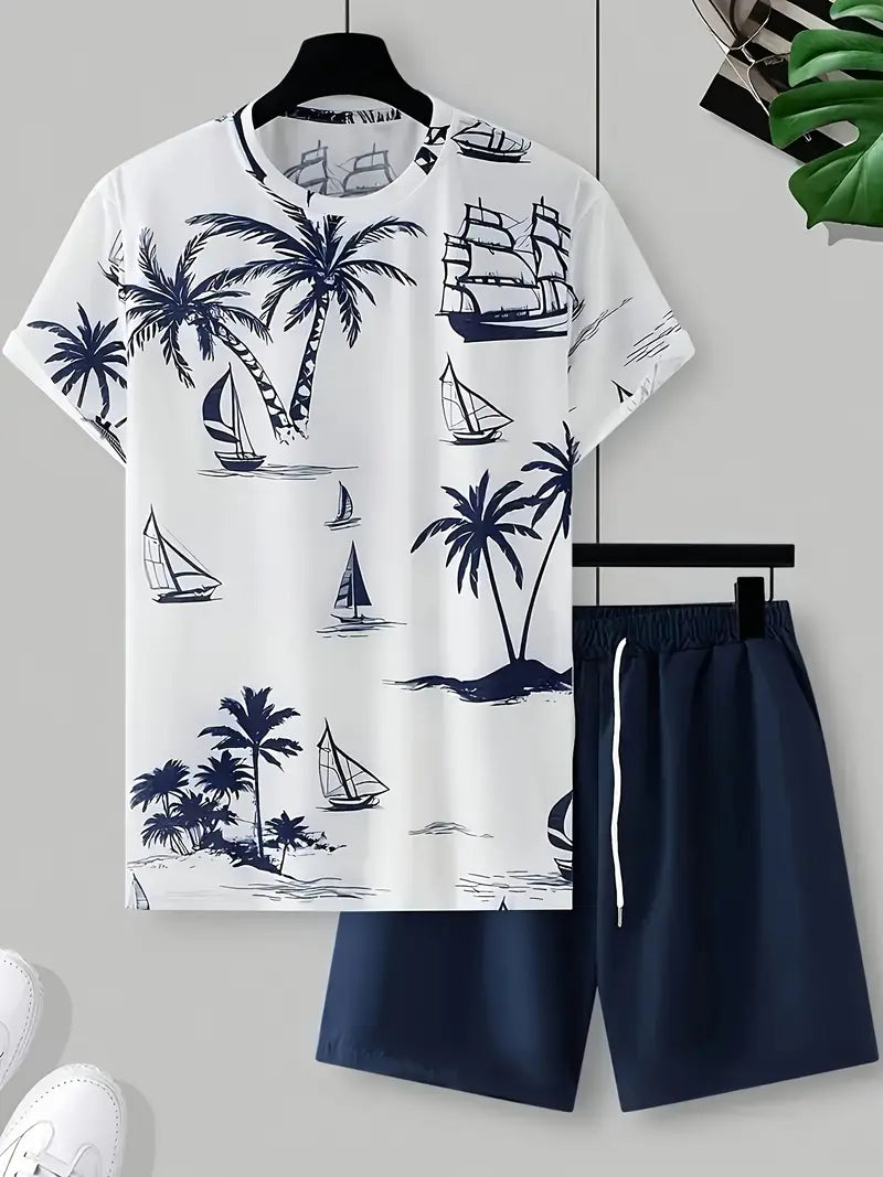 Barea | Tropical Print T Shirt Shorts Set