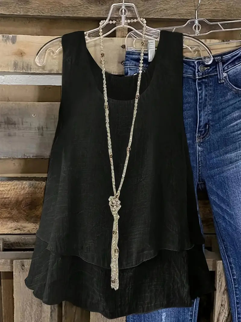 Cressida | Sleeveless Layered Swing Tank Top