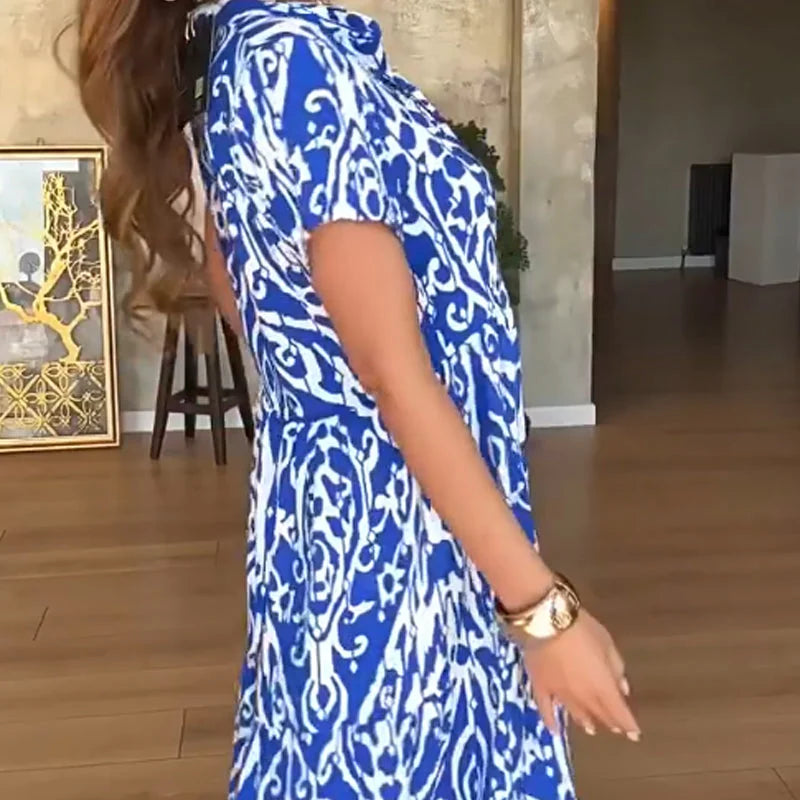 Jubilee | Printed Short Sleeve A-Line Maxi Dress