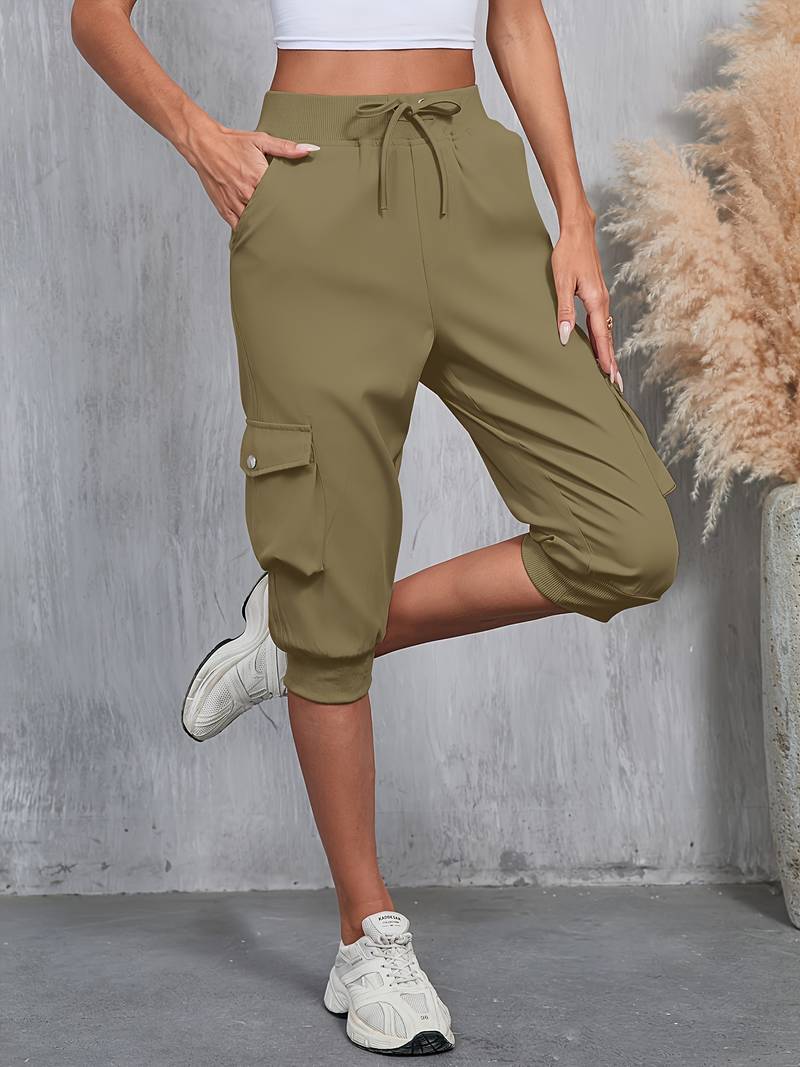 Kirabo | Cargo Capri Jogger Pants With Pockets