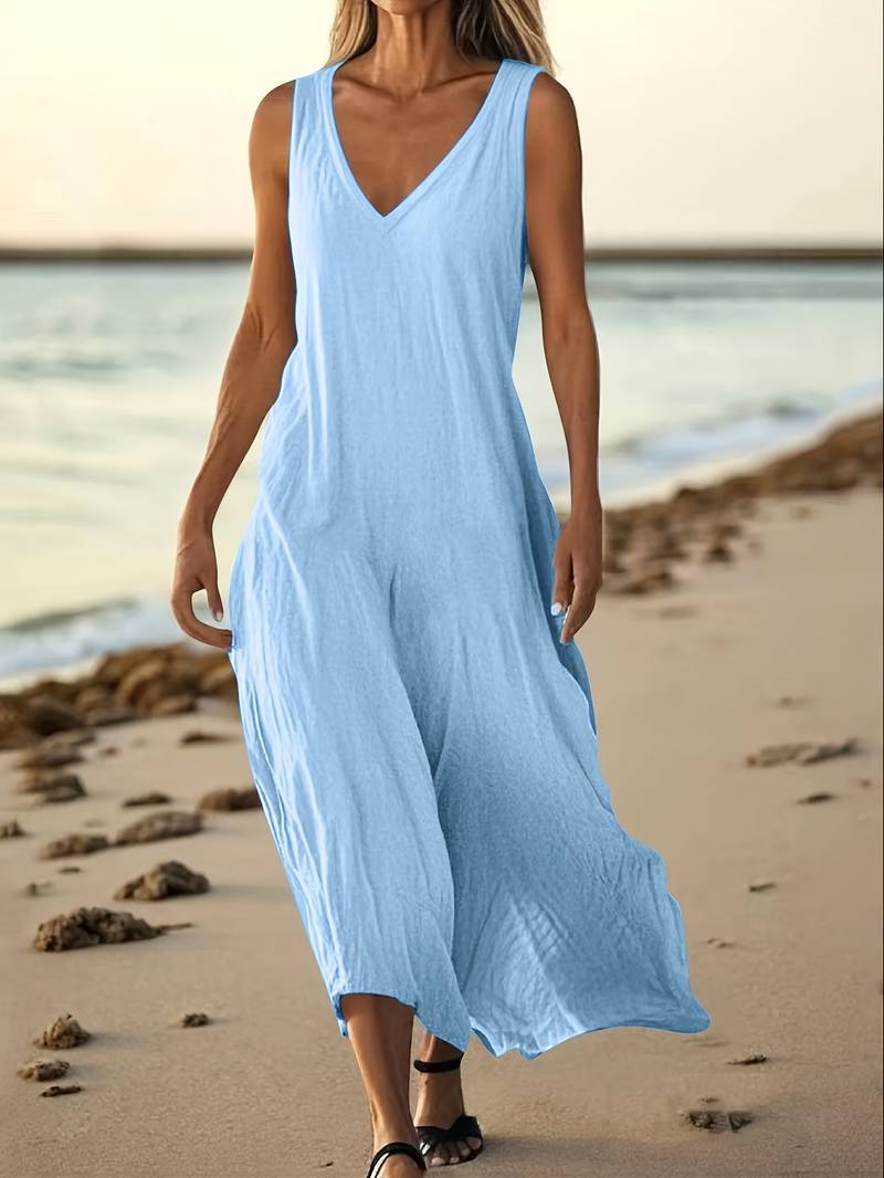 Brina | Sleeveless V-Neck Maxi Dress in Multiple Colors
