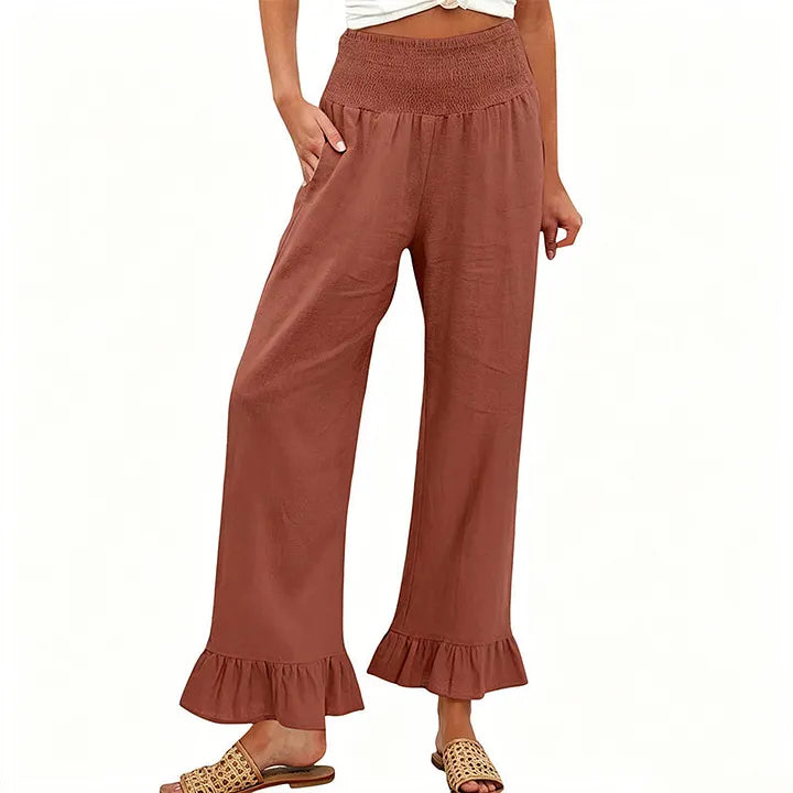 Moriom | Ruffle Hem Wide Leg Pants