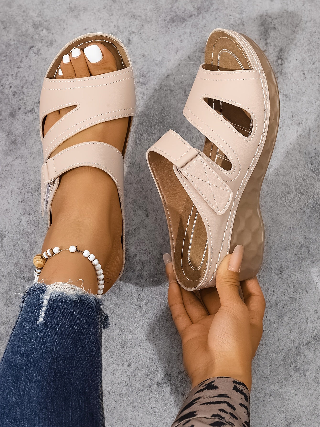 Rowella | Wedge Heel Open Toe Slide Sandals